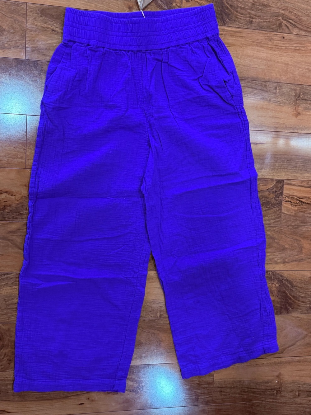 Boden Women’s Size 8 Cheesecloth Wide Leg Cropped Pants Double Cloth Blue
